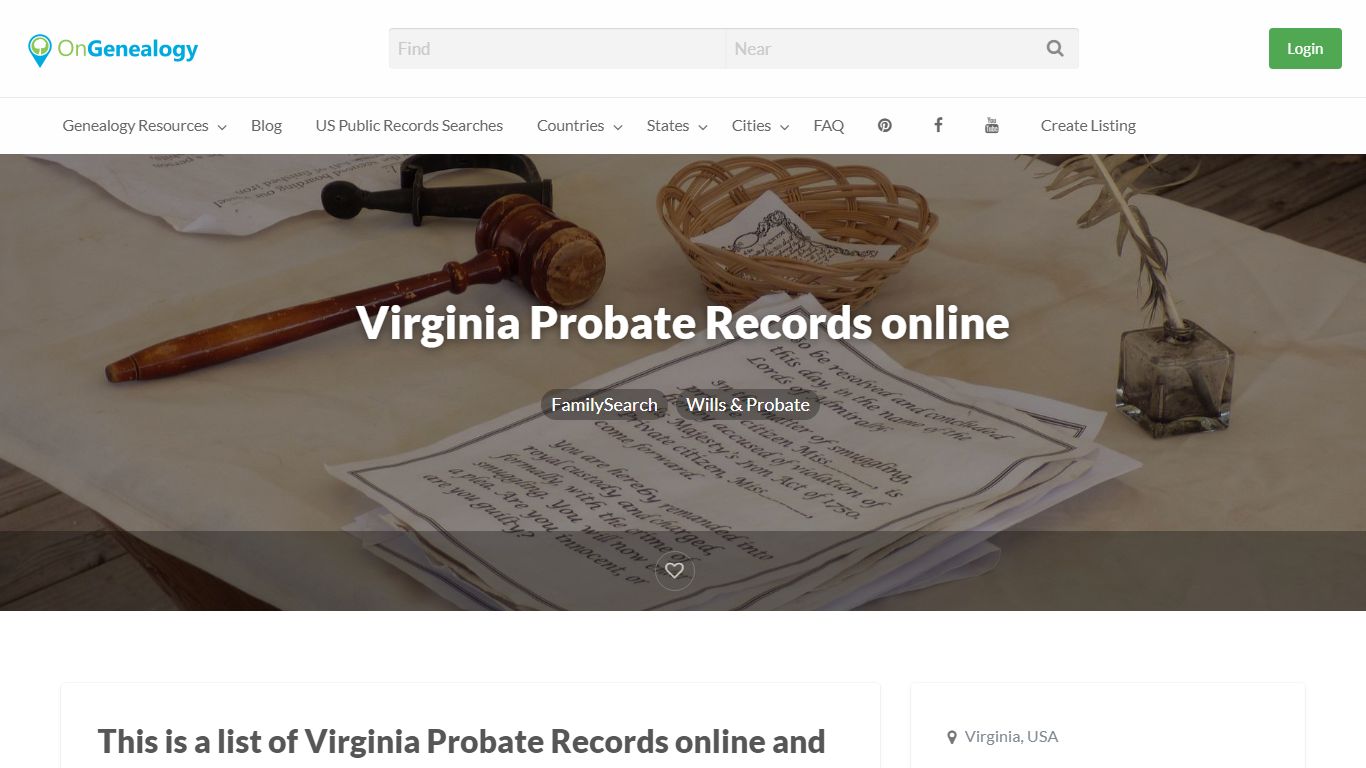 Virginia Probate Records online - OnGenealogy